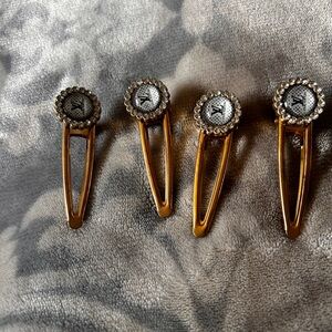 Gold and Silver Hair Clips with Crystal Accents